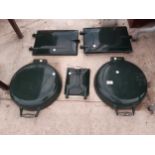 AN ASSORTMENT OF CAST STOVE PARTS TO INCLUDE DOORS ETC