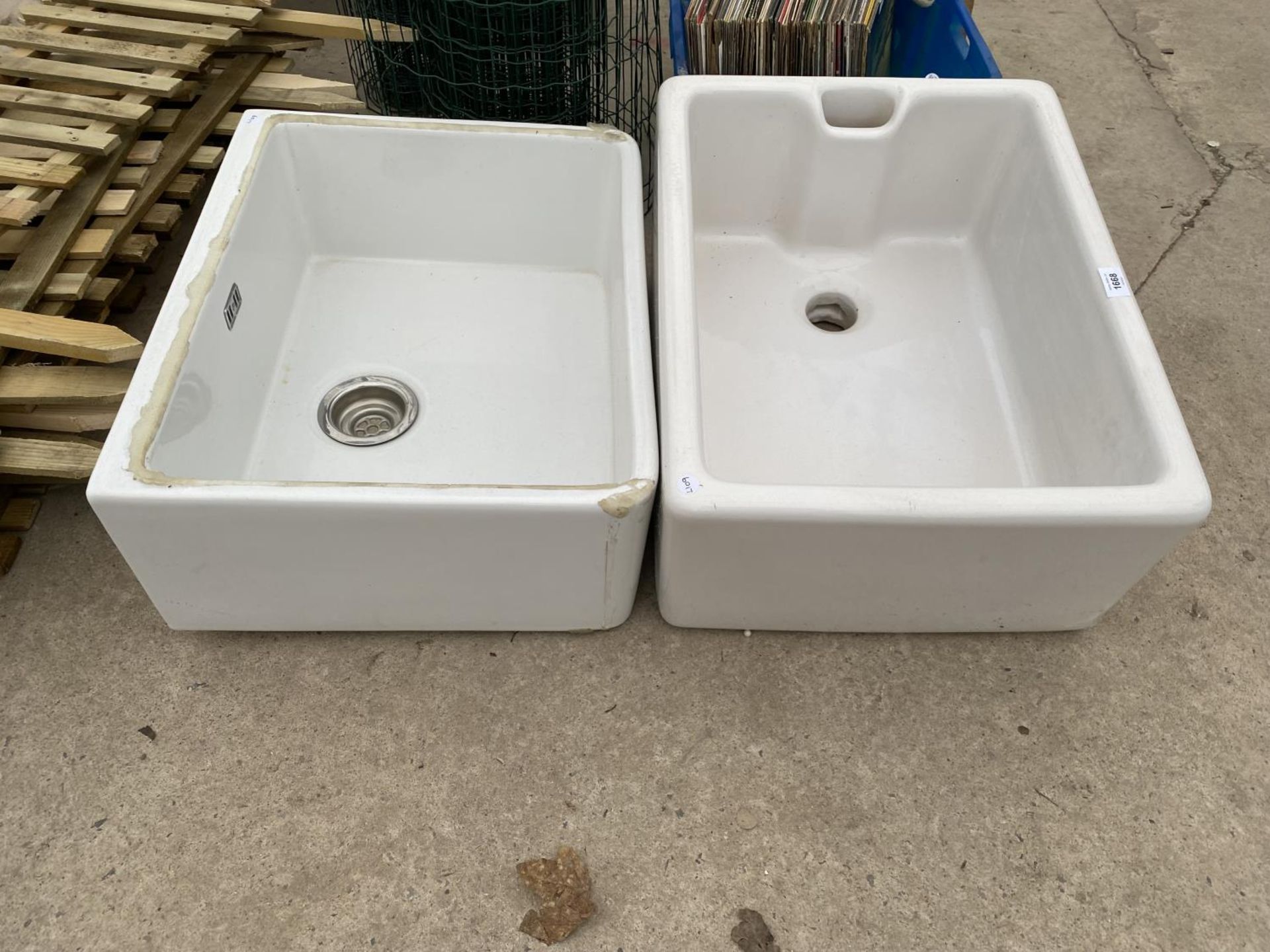 TWO WHITE BELFAST SINKS