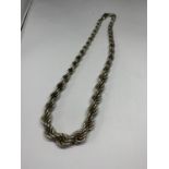 A HEAVY SILVER ROPE CHAIN LENGTH 18 INCHES