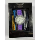 AN AVIATOR WRIST WATCH WITH INTER CHANGABLE STRAPS IN A PRESENTATION BOX