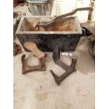 A VINTAGE SISTERN AND TWO VINTAGE COBBLERS LASTS