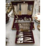 TWO CANTEENS OF CUTLERY ONE CONTAINING FISH KNIVES AND FORKS AND A FURTHER THIRTY EIGHT PIECE SET