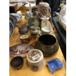 A LARGE QUANTITY OF CERAMIC ITEMS TO INCLUDE A COFFEE POT, VASES, POTS, ETC