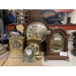 A NAPOLEON'S HAT SHAPED MAHOGANY CASED CLOCK BY H PIDDUCK & SONS LTD HANLEY TOGETHER WITH FOUR