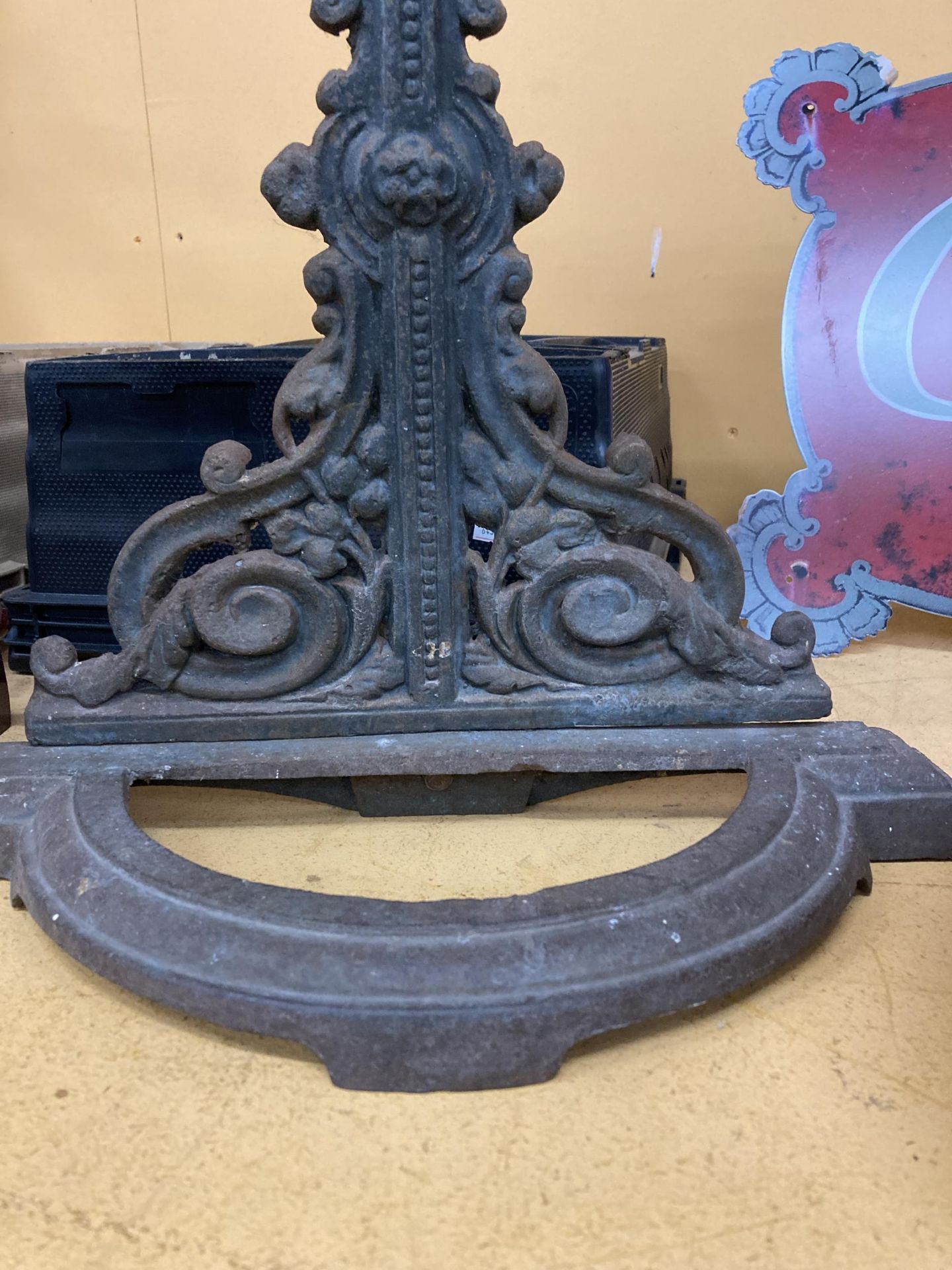 A CAST IRON STICK STAND WITH CHERUB DESIGN - Image 2 of 2