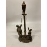 A SPELTER FIGURE OF A LAMPLIGHTER HEIGHT 32CM