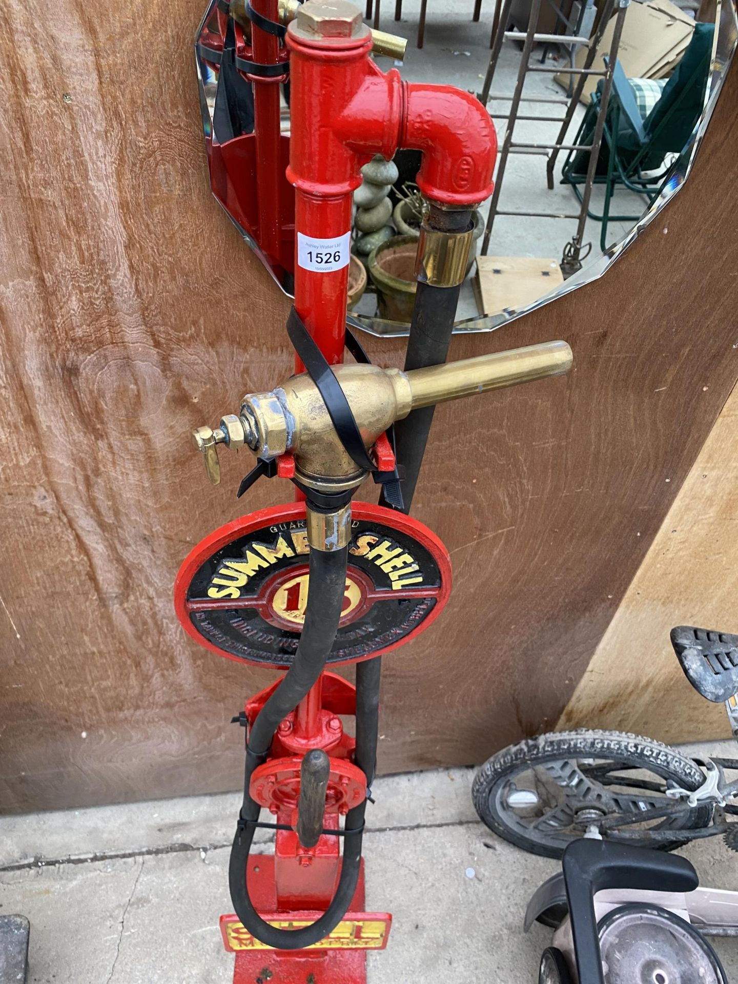 A SHELL PETROL PUMP WITH BRASS NOZZLE - Image 2 of 6