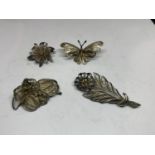 FOUR SILVER BROOCHES