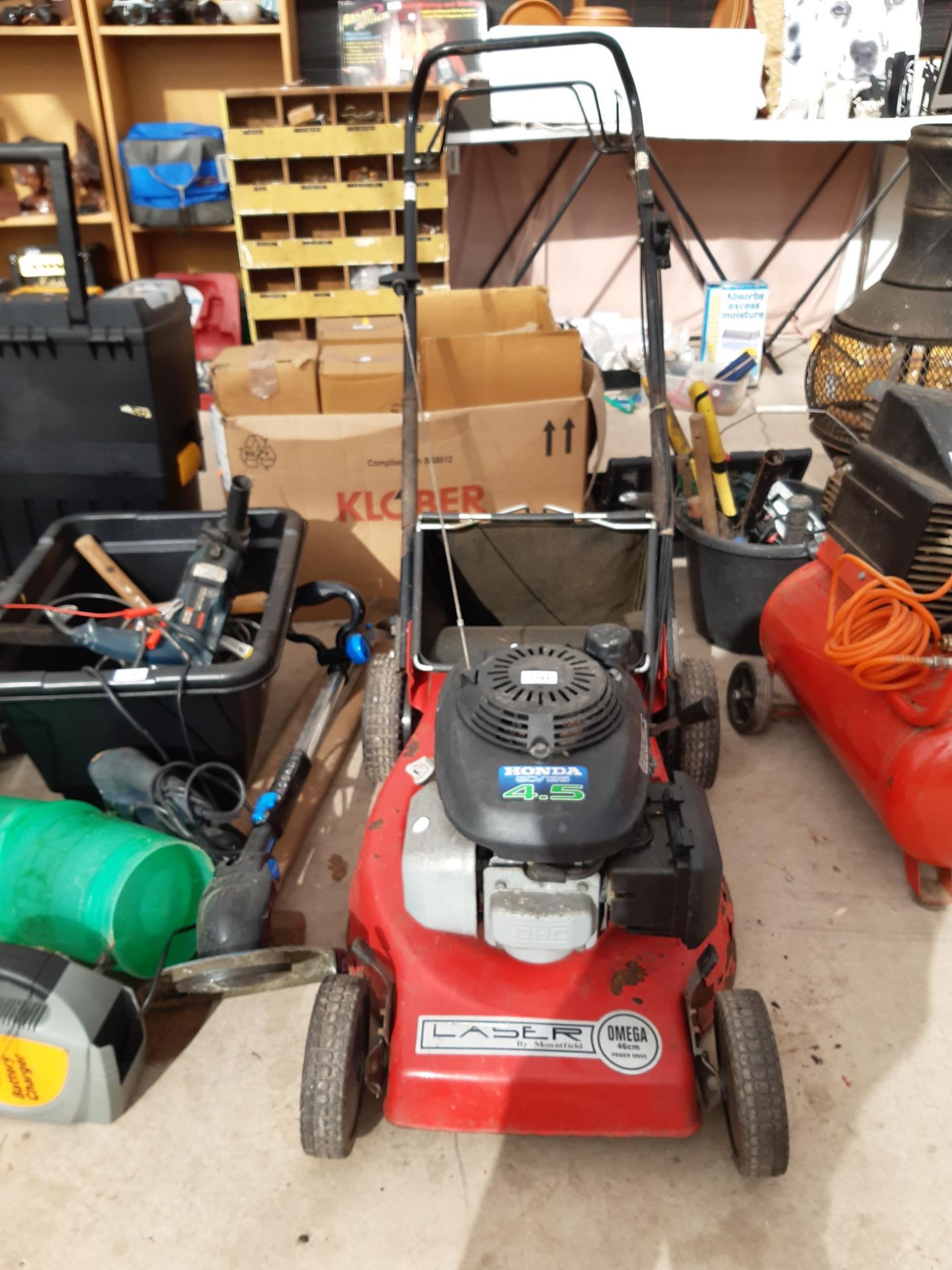 A LASER BY MOUNTFIELD LAWNMOWER WITH HONDA PETROL ENGINE