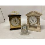 THREE MANTLE CLOCKS TO INCLUDE AYNSLEY, ETC