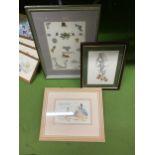 THREE FRAMED CROSS STITCH PICTURES