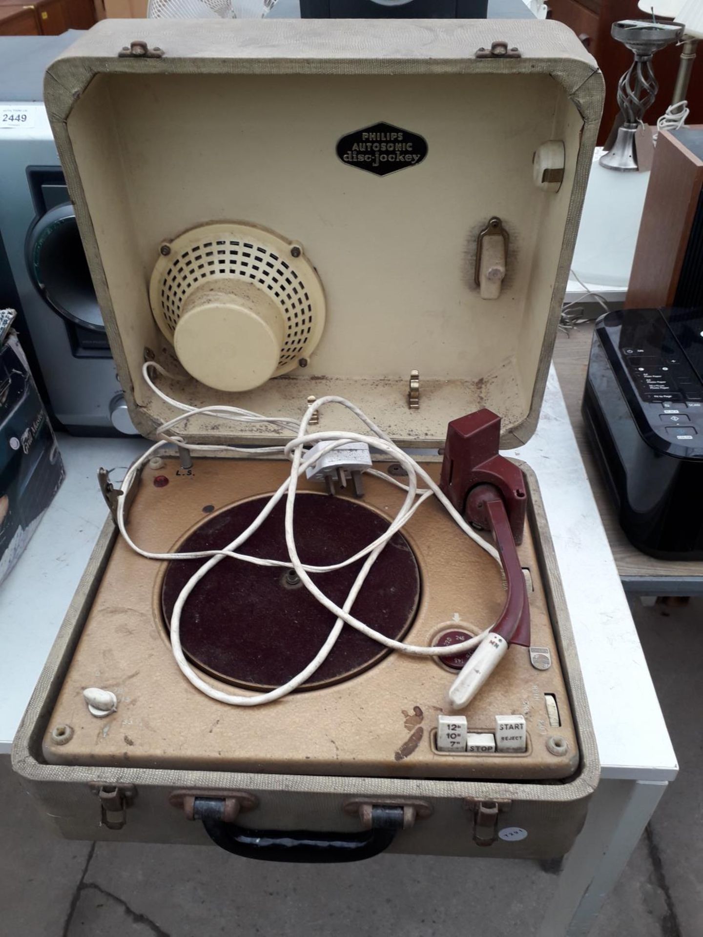A VINTAGE PORTABLE RECORD PLAYER - Image 2 of 2