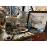 A COLLECTION OF ITEMS TO INCLUDE A LARGE CHEESE DISH, JUG, STEIN, MINIATURE CLEVER CLOGS ITEMS ETC