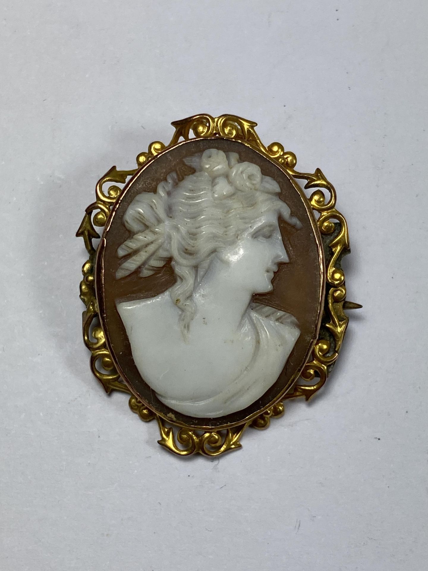 A 9CT GOLD MOUNTED CAMEO BROOCH