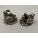 TWO HALLMARKED SILVER FILLED CAMELOT SILVERWARE LTD RABBIT FIGURES