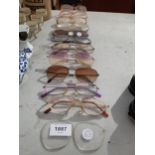 AN ASSORTMENT OF GLASSES AND SUN GLASSES ETC