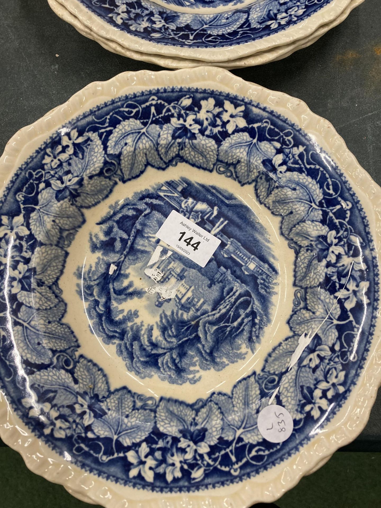 A QUANTITY OF VICTORIAN PLATES WITH IMPRESSED MARK TO TH BACK PLUS FIVE MASON'S 'VISTA' BLUE AND - Image 2 of 6