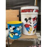 TWO METAL MICKEY MOUSE WASTE PAPER BINS