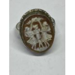 A SILVER RING WITH DANCING LADIES DESIGN IN JASPERWARE STYLE IN A PRESENTATION BOX