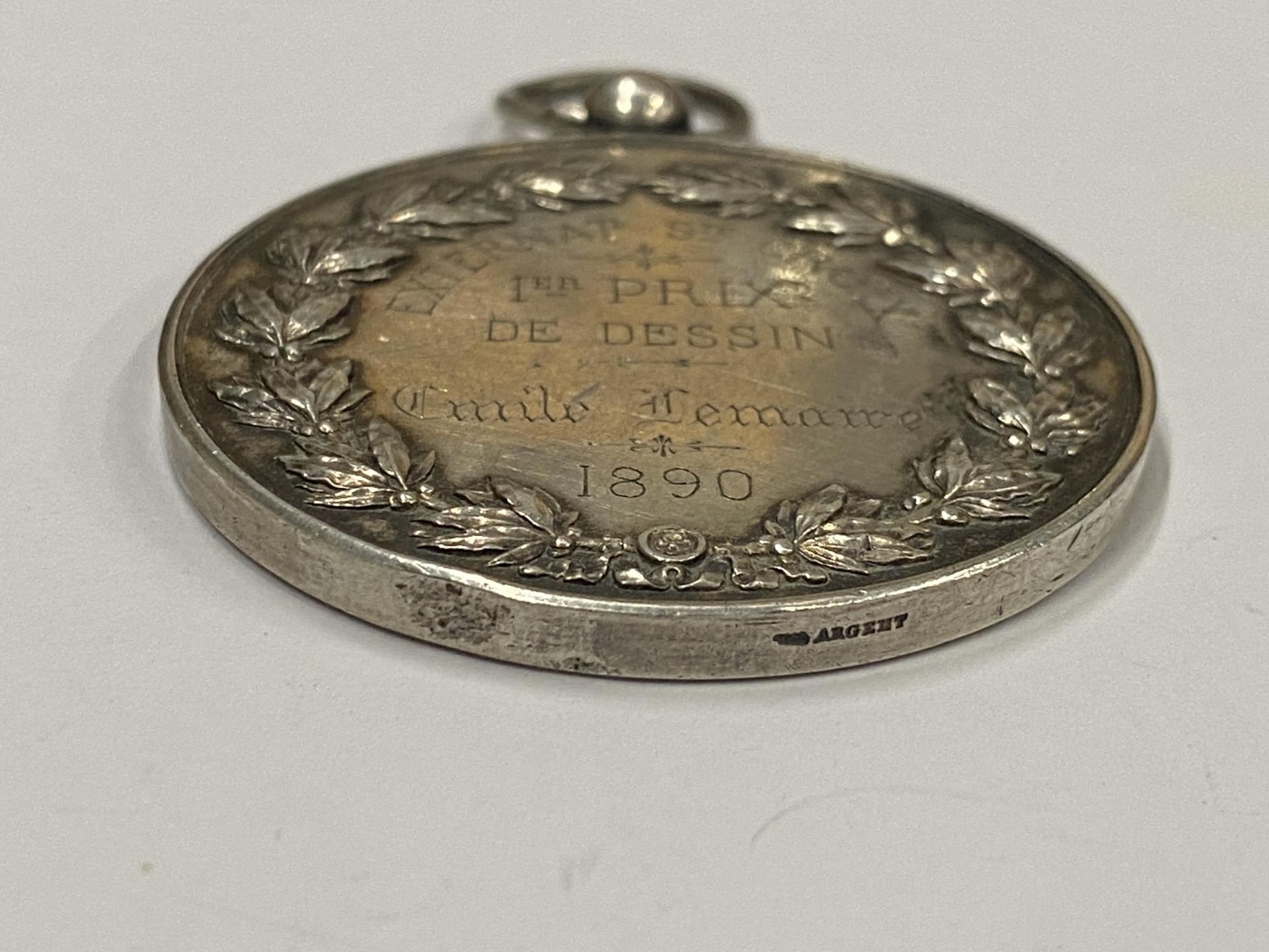 A 19TH CENTURY SILVER FRENCH 1ST PRIZE FOR DRAWING MEDAL FROM CAMBRAI CHRISTIAN SCHOOL, WEIGHT 52G - Image 2 of 3