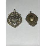 TWO SILVER WATCH CHAIN FOBS