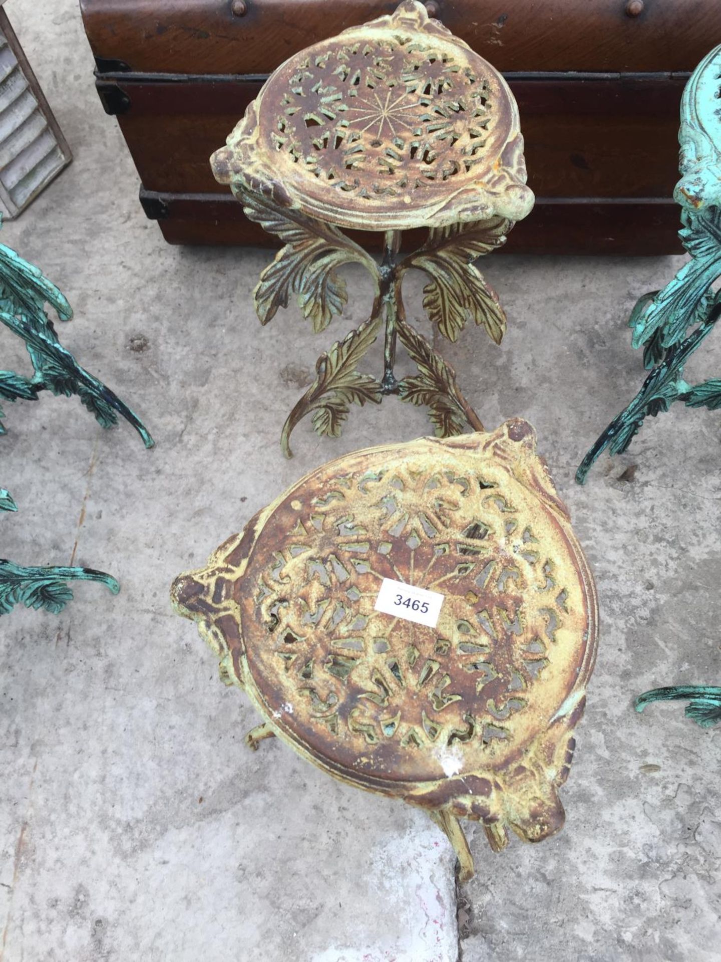 A PAIR OF PIERCED CAST IRON PLANT STANDS - Image 3 of 3