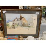 A FRAMED AND MOUNTED WATERCOLOUR AND INK SCENE BY SUFFOLK ARTIST DAVID SMEADEN