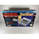 A BOXED RETRO SUPER NINTENDO ENTERTAINMENT SYSTEM STARWING PAL VERSION CONSOLE