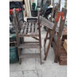TWO SETS OF VINTAGE TWO RUNG WOODEN STEP LADDERS