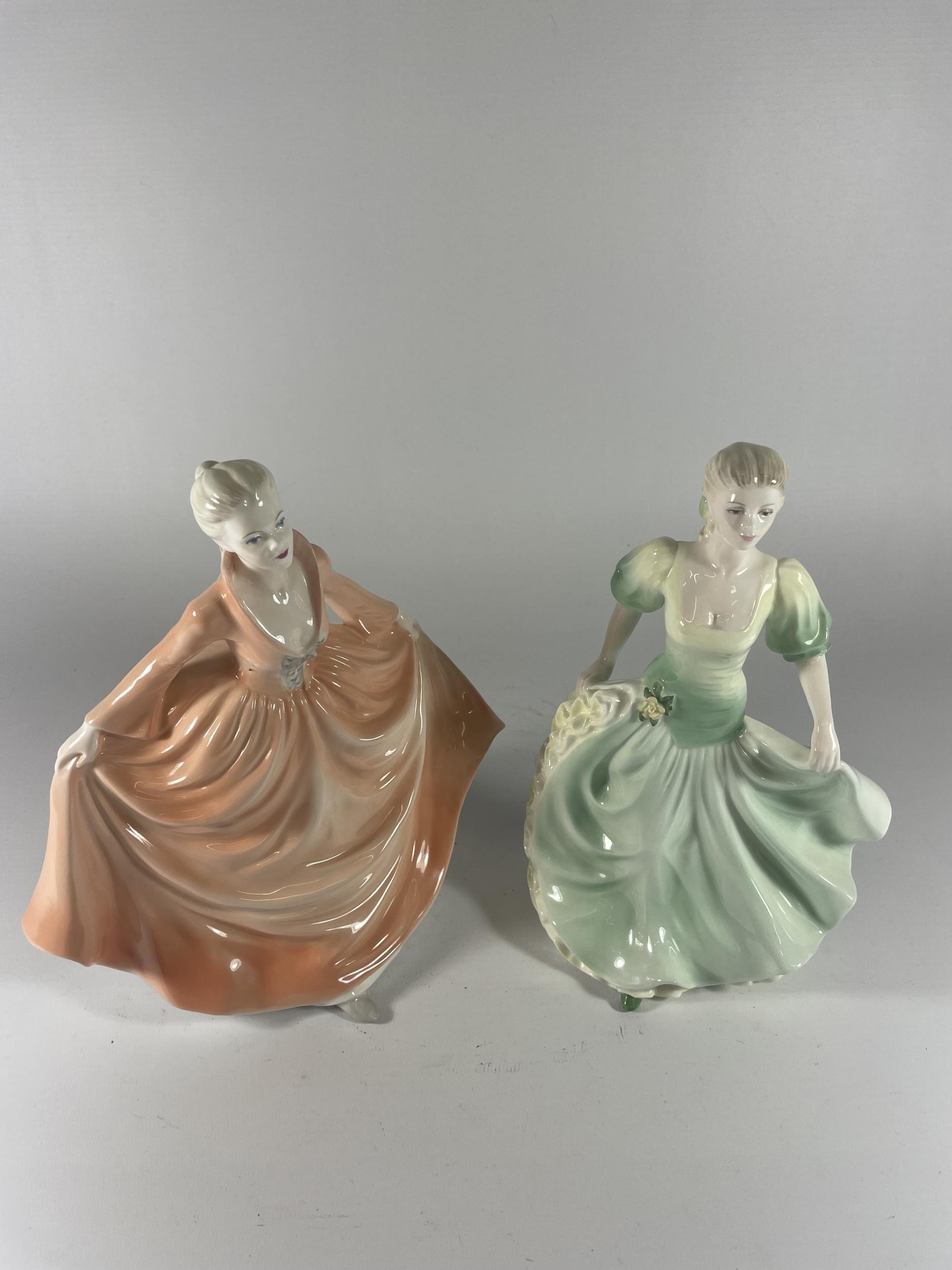 TWO COALPORT LADIES OF FASHION FIGURES - HONEYMOON & GRAND ENTRANCE