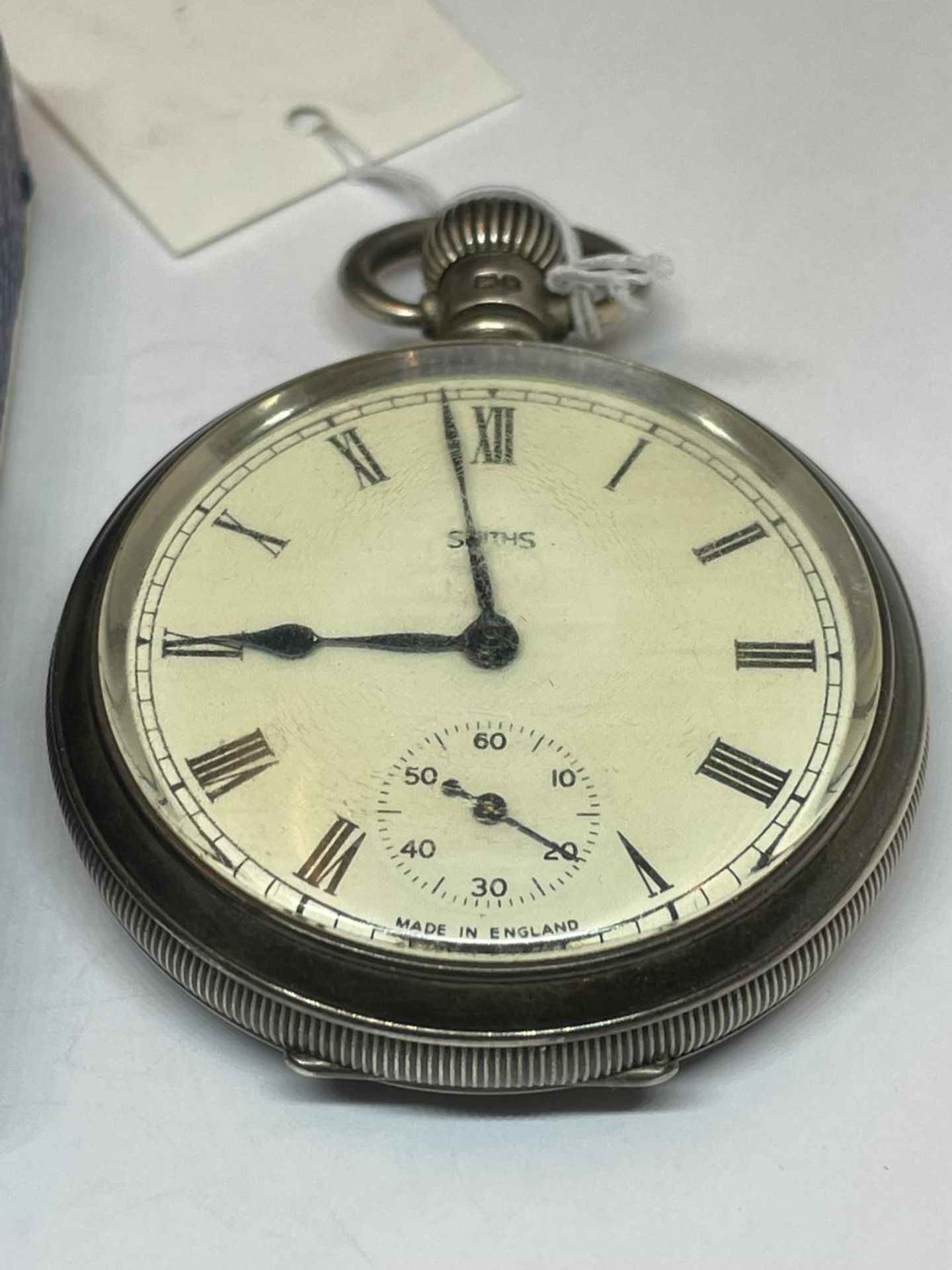 A HALLMARKED BIRMINGHAM SILVER POCKET WATCH, CASED BY A L DENILSON, MOVEMENT BY SMITHS WITH ENAMAL - Image 2 of 5