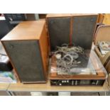 A GOLDRING LENCO GL78 RECORD PLAYER AND FOUR DYNATRON WOODEN CASED SPEAKERS