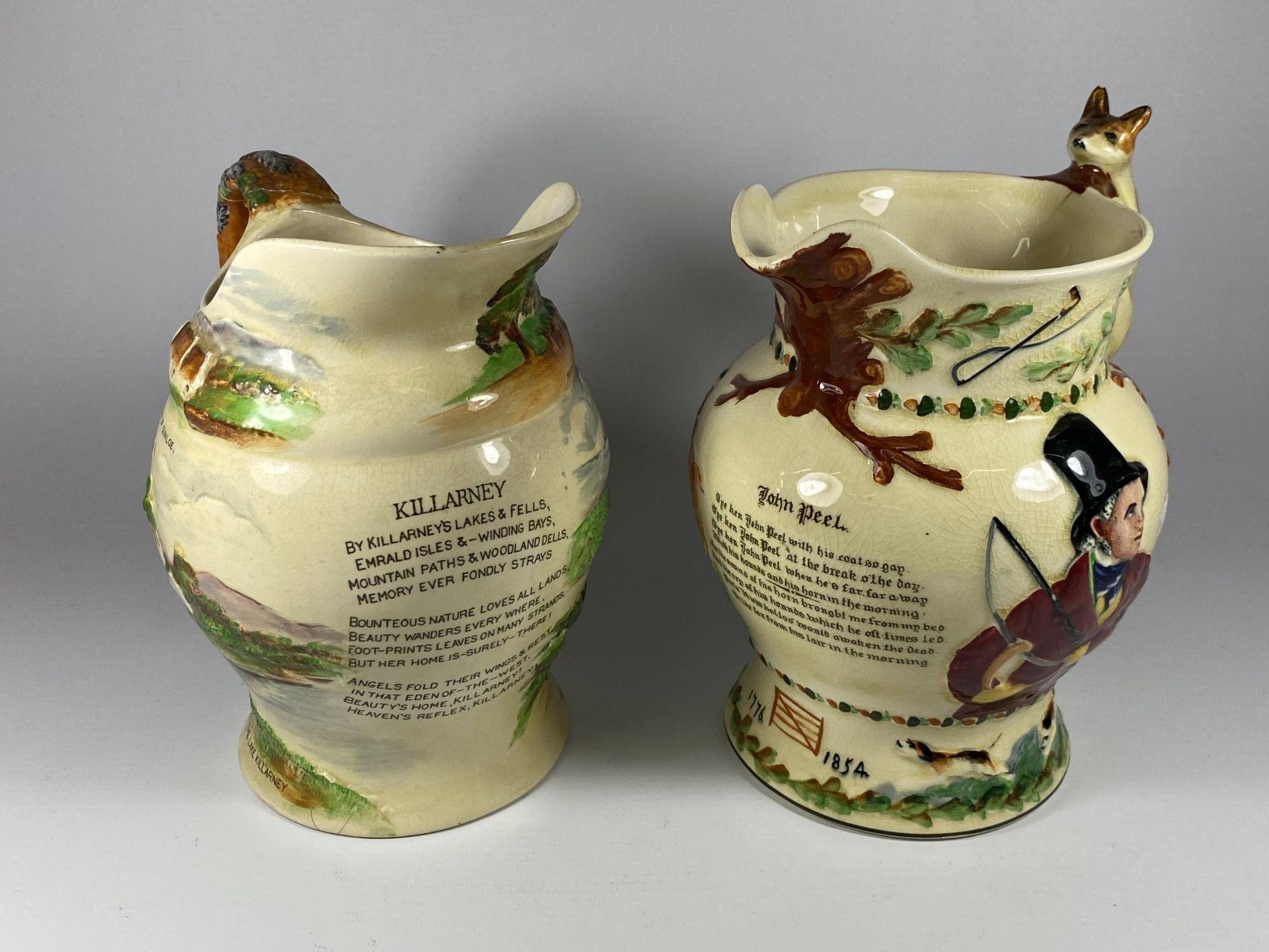 TWO VINTAGE CROWN DEVON FIELDINGS JUGS TO INCLUDE A MUSICAL EXAMPLE