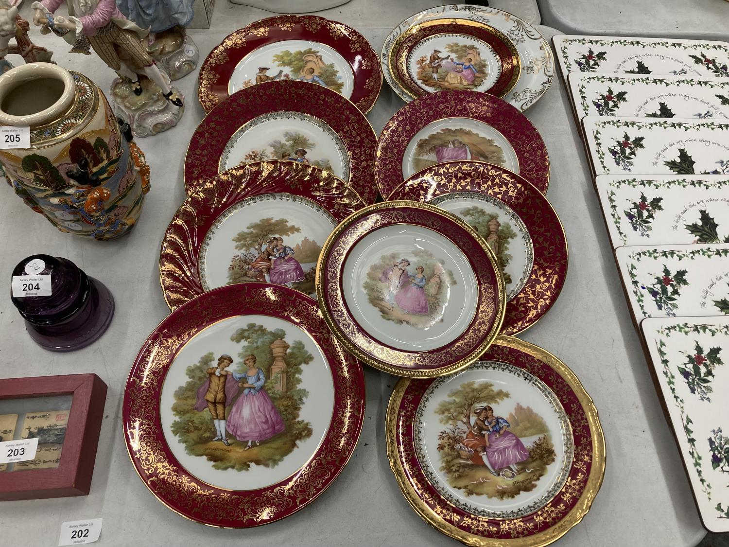 A QUANTITY OF LIMOGES CABINET PLATES - 10 IN TOTAL