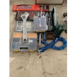 AN ASSORTMENT OF TOOLS TO INCLUDE SPANNERS AND SOCKET SETS ETC