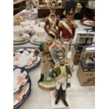 FOUR CERAMIC SOLDIER FIGURES TO INCLUDE OFFICER 3RD GUARDS REGIMENT, OFFICER SCOTS FUSILIER