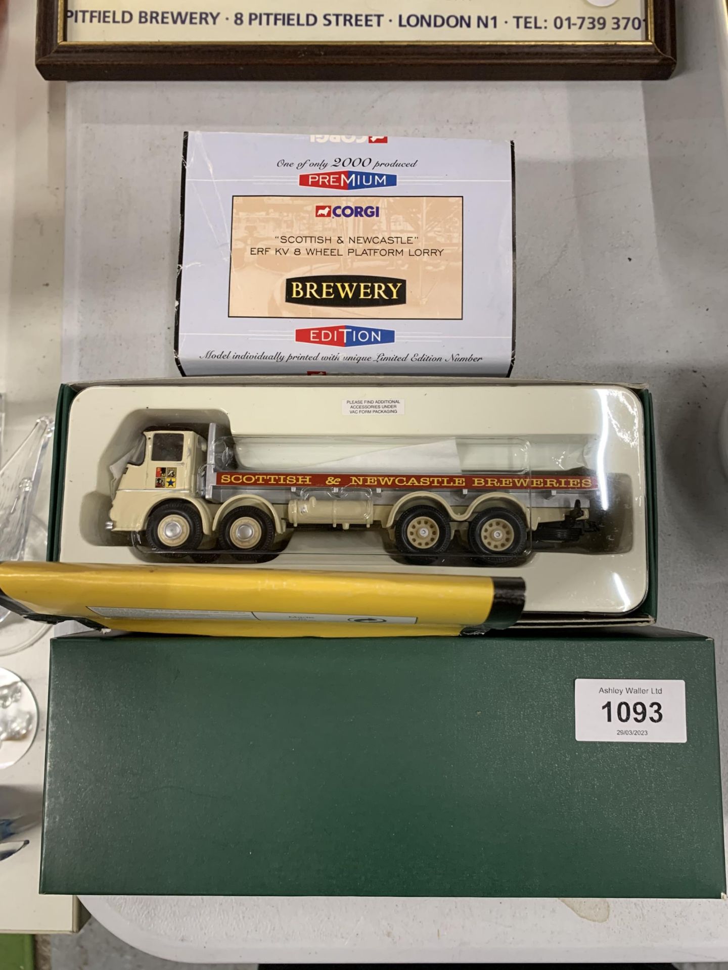 A CORGI EASTWOOD FODEN F6 LORRY AND A SCOTTISH NEWCASTLE ERF KV LORRY