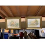 TWO WATERCOLOURS OF COTTAGES BY MARIE McCORMICK OF CONGLETON IN GILT FRAMES 25.5CM X 20.5CM
