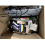 A MIXED LOT TO INCLUDE A TOSHIBA DVD PLAYER, MUSIC CASSETTES, BOOKS, ETC