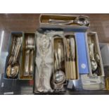 A MIXED LOT OF ASSORTED SILVER PLATED FLATWARE