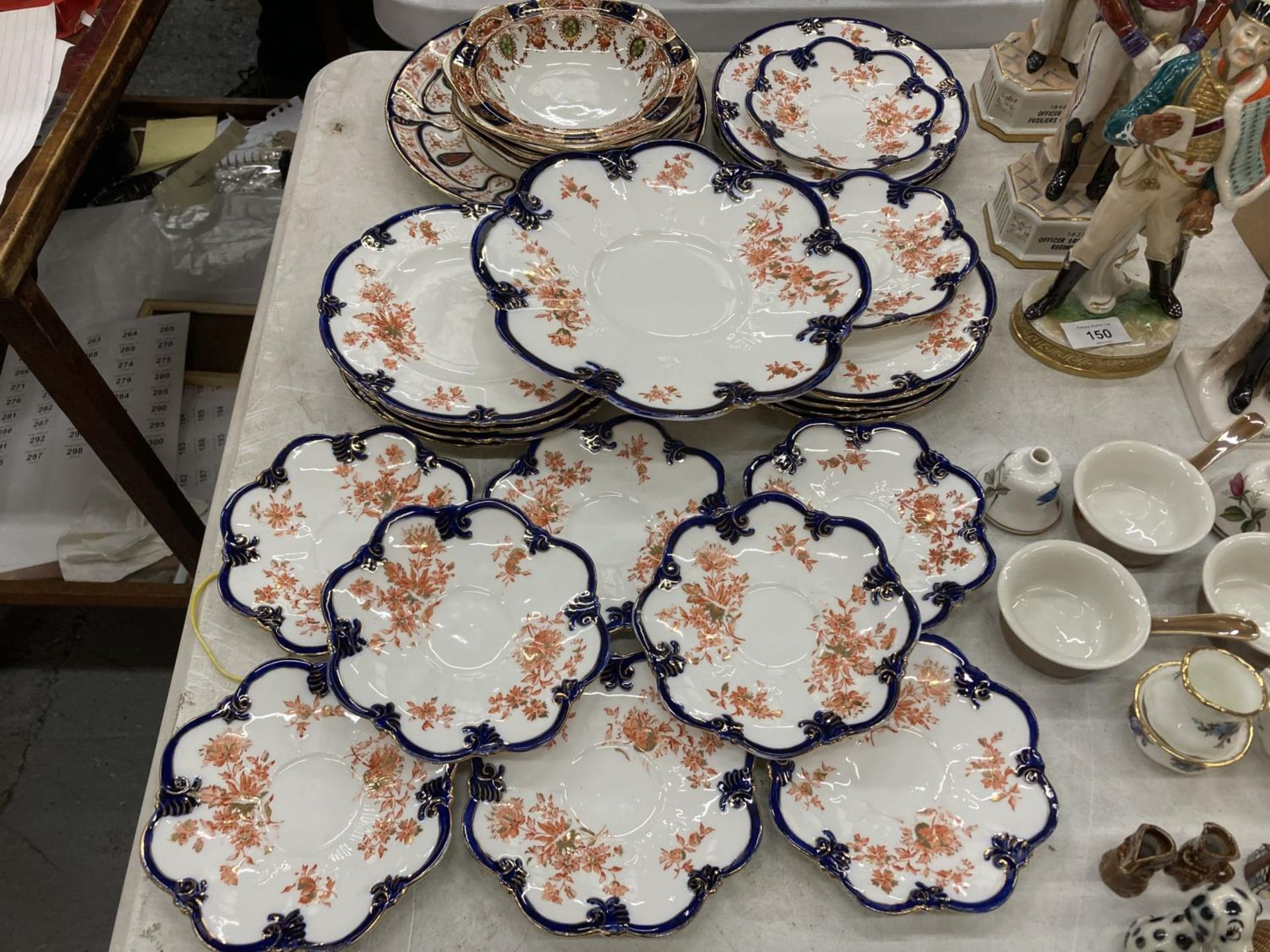 A COLLECTION OF ANTIQUE DAISY SHAPED PLATES PLUS CARLISLE WARE BURGESS BROTHERS BOWLS