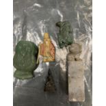 A QUANTITY OF SMALL CARVED ORIENTAL FIGURES TO INCLUDE JADE STYLE, ETC - 5 IN TOTAL