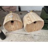 TWO WOODEN BIRD BOXES