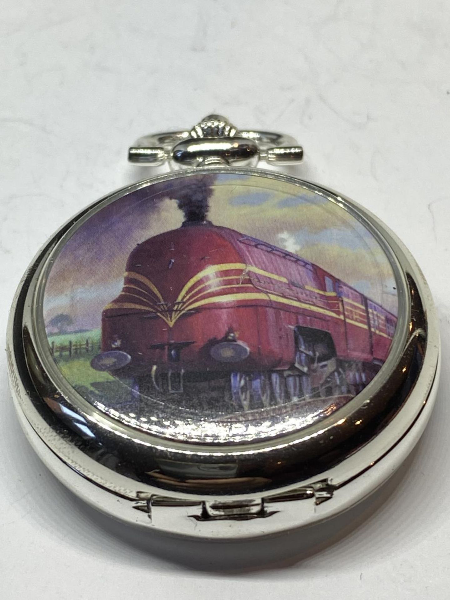 A DUCHESS OF HAMILTON SILVER PLATED POCKET WATCH SEEN WORKING BUT NO WARRANTY WITH COA AND BOX - Image 2 of 4