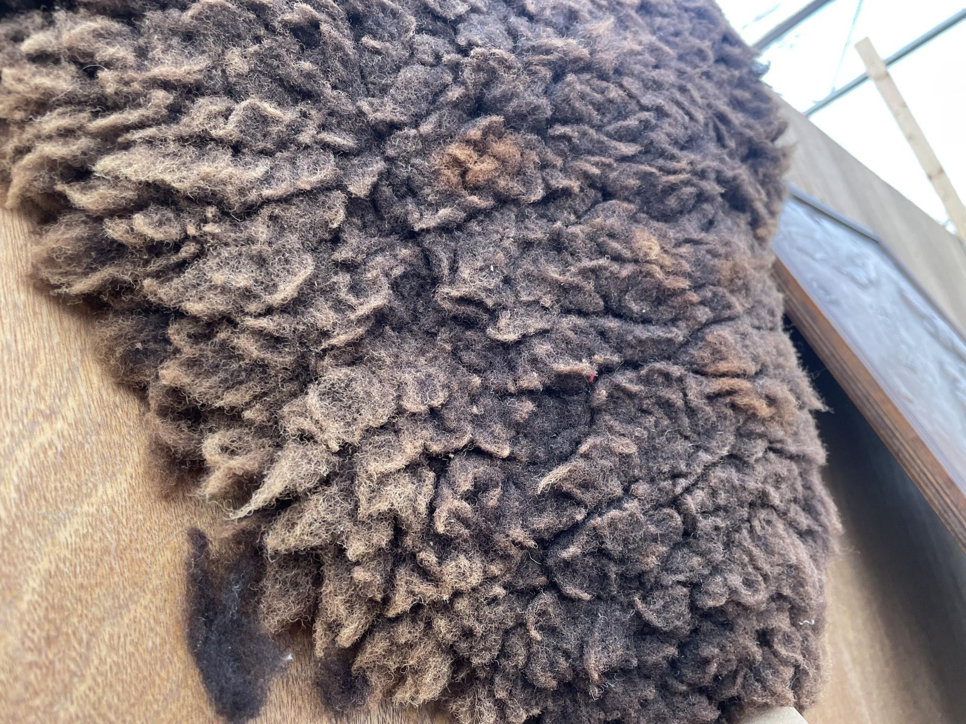 TWO SMALL BROWN SHEEP SKIN STYLE RUGS - Image 3 of 3