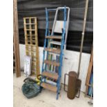 AN ASSORTMENT OF TOOLS TO INCLUDE STEP LADDERS AND A KARCHER PRESSURE WASHER ETC