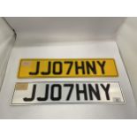 TWO NUMBER REGISTRATION PLATES - JJ07HNY WITH PAPERWORK