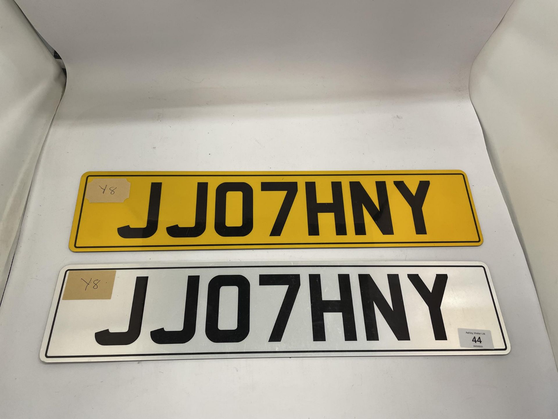 TWO NUMBER REGISTRATION PLATES - JJ07HNY WITH PAPERWORK