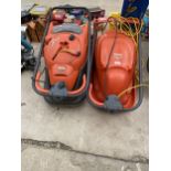 TWO ELECTRIC FLYMO HOVER MOWERS