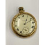 A VINTAGE SMITHS EMPIRE OPEN FACED POCKET WATCH WITH CHROME OUTER CASE